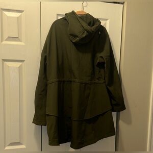 Lot of 2 coats- Masseys women tiered back jackets, women XL, olive and blue EUC